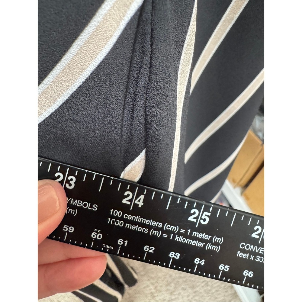 Loft Striped Shift Dress Womens 18 Plus Black Stripe Square Neck Belted Office - Picture 8 of 8